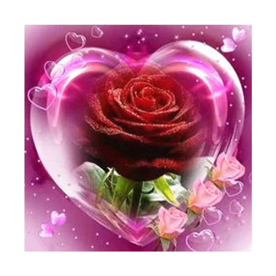 5D DIY Diamond Painting Flower Rhinestone Picture Rose Cross Stitch Kit Diamond Embroidery Round Mosaic Home Decoration