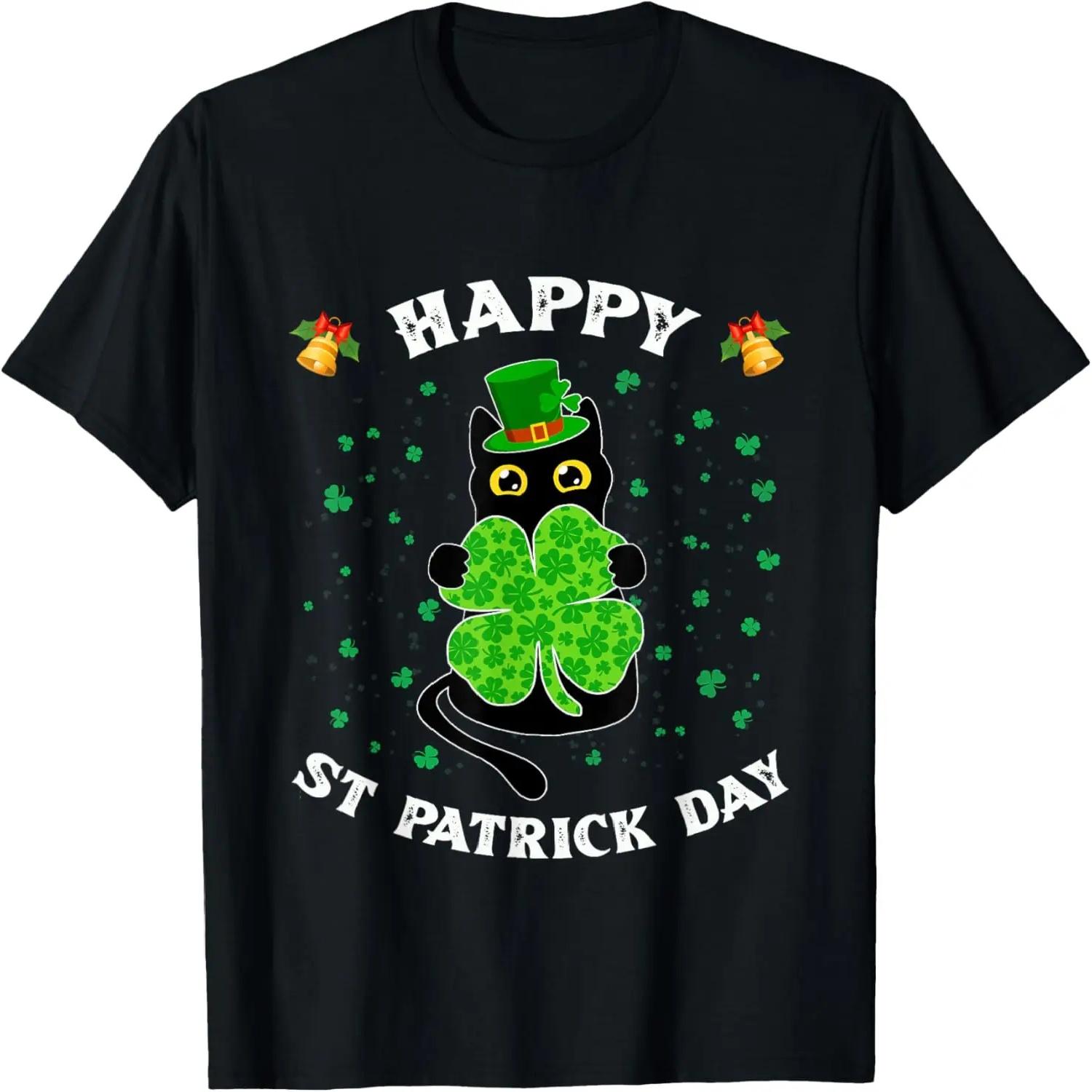 

Kitty Black Cat Holding Shamrock Happy St Patrick s Day 2024 T-Shirt S чёрный