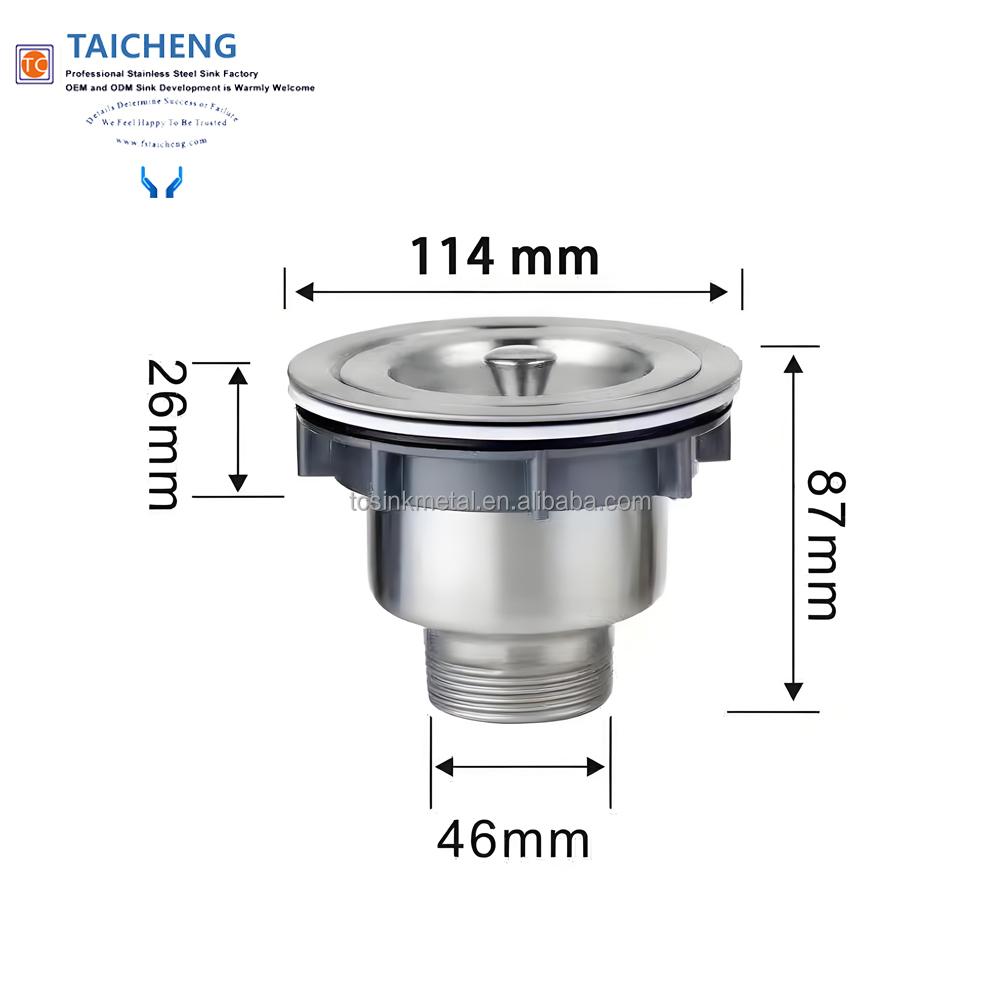 114mm Sink Siphon Well Draining Water for Kitchen Sink (as the picture,Stainless Steel)