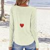 Damski casualowy top z długim rękawem, z nadrukiem walentynkowym, z okrągłym dekoltem