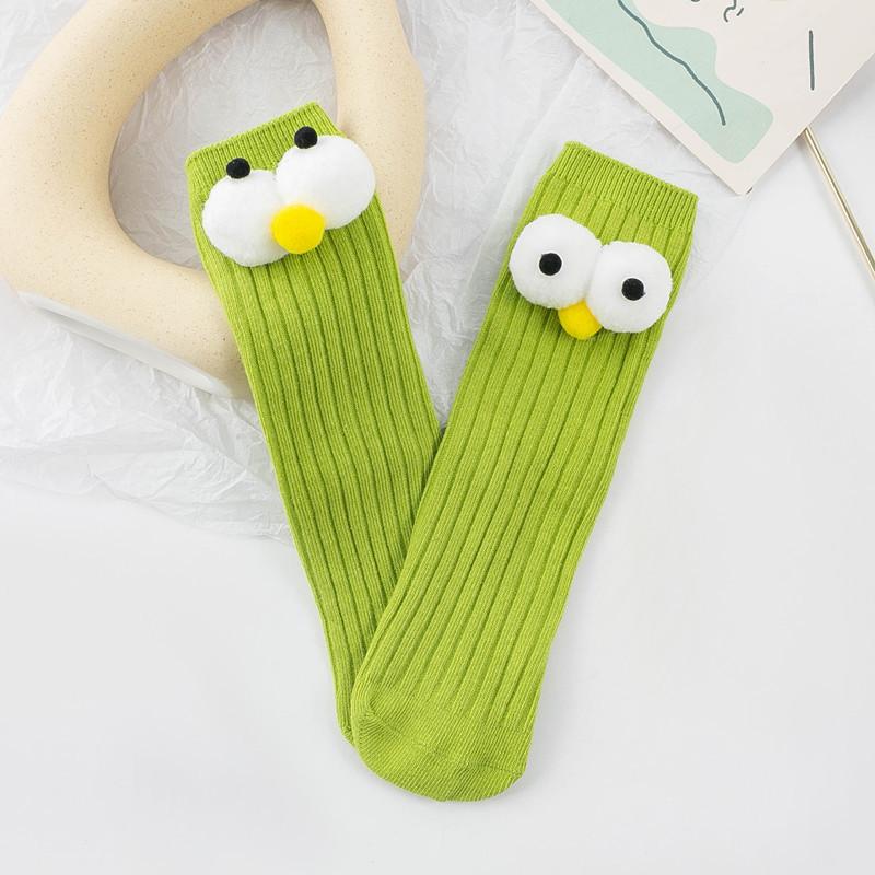 

Детские носки, белые хлопковые носки с милыми мультяшными глазами для девочек, носки с аниме, детские носки в полоску для мальчика зелёный