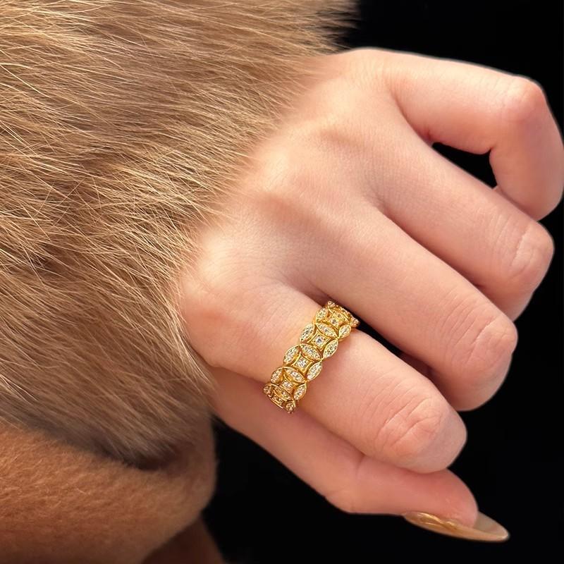 Five Emperors Money Ring New Chinese Sand Gold Flash Diamond Lucky Ring Classic Versatile Jewelry opening adjustable