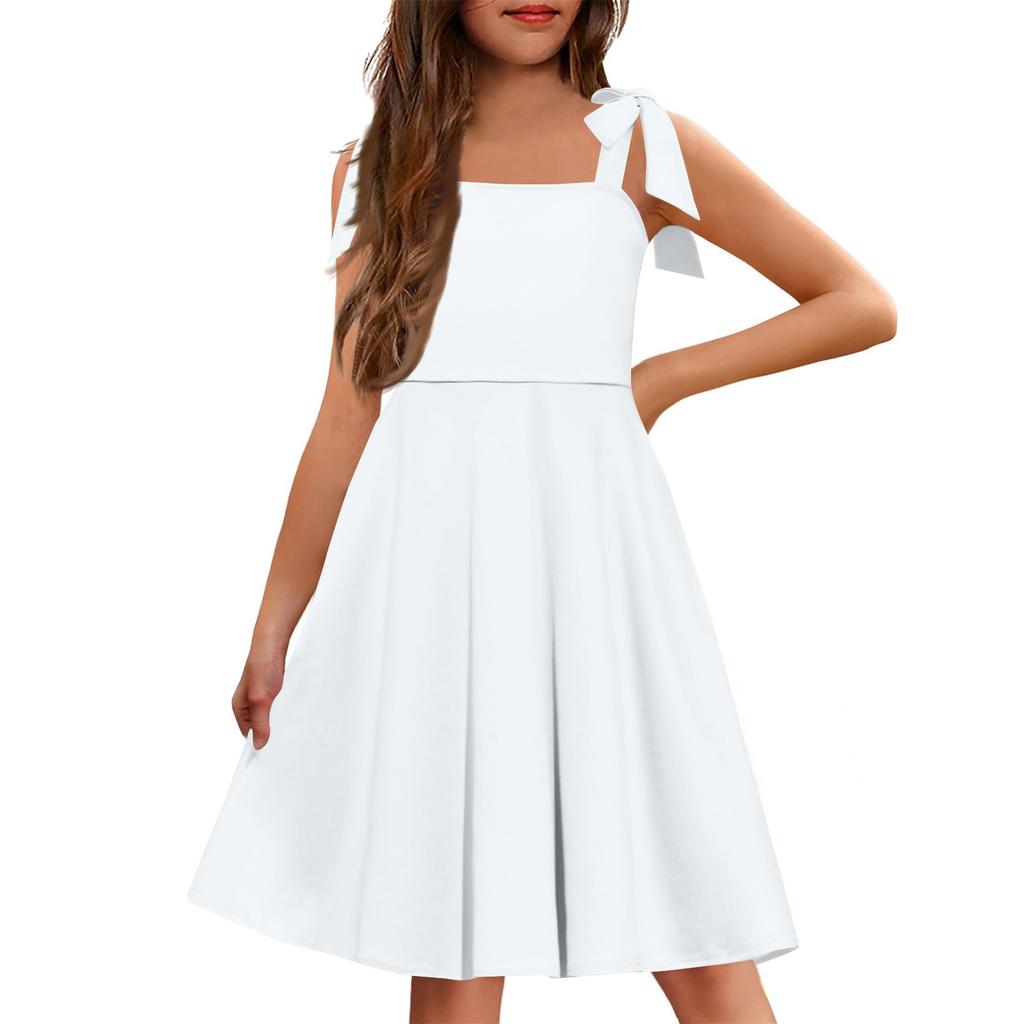 Children's Dress Without Cuffs Pocket Square Collar Casual Style Solid Color Dress