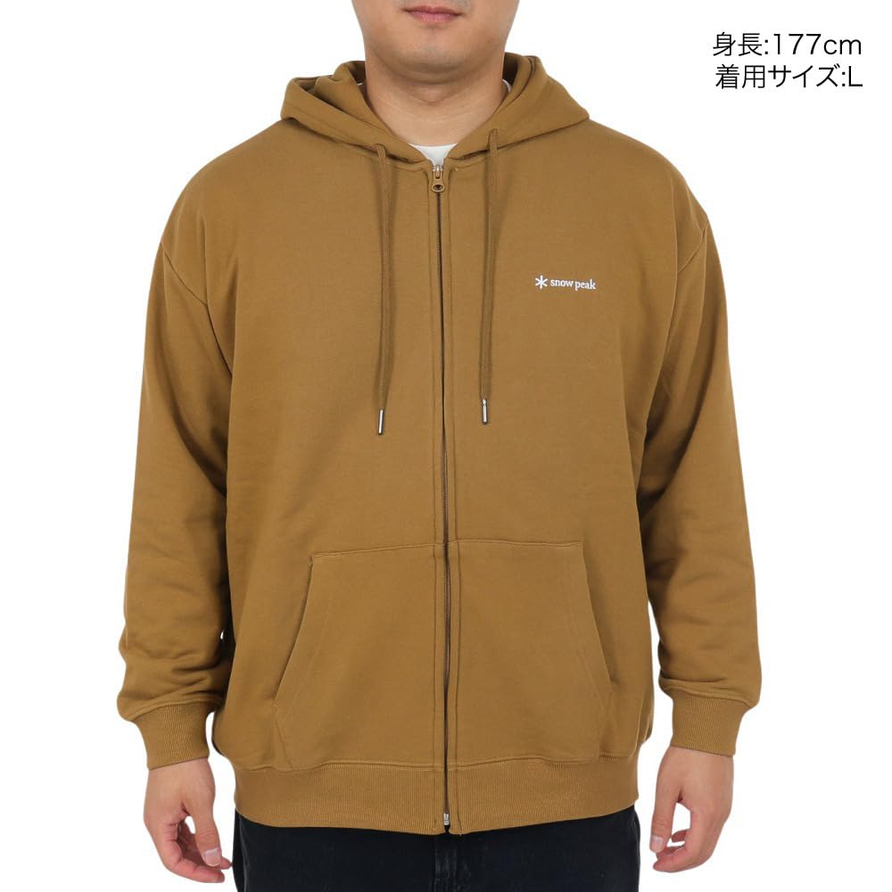 Snow Peak Parka Sweat Logo Kapuzenjacke mit Reißverschluss CY Camel SPE-SW-23AU001 (Kamel/M/Herren)