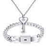 Fala Chen Couple Concentric Lock Bracelet & Necklace Set: Titanium Steel Fashion for Women