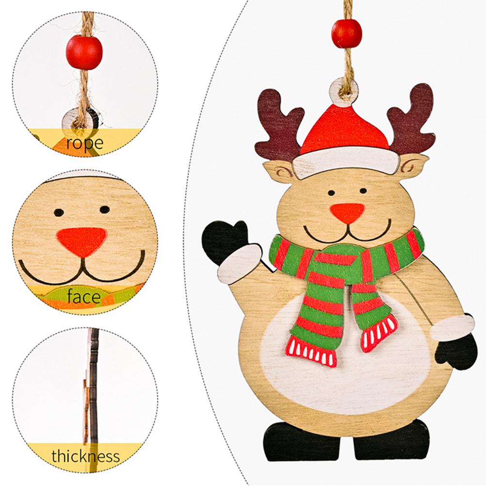 3Pcs Christmas Printing Wooden Pendant Christmas Tree Decoration Window Table Window Mall Party  Decoration