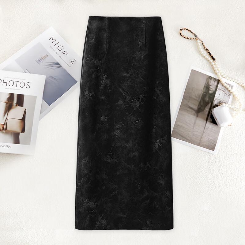 Sibaishe Women s High-Waisted Slit Midi Skirt M