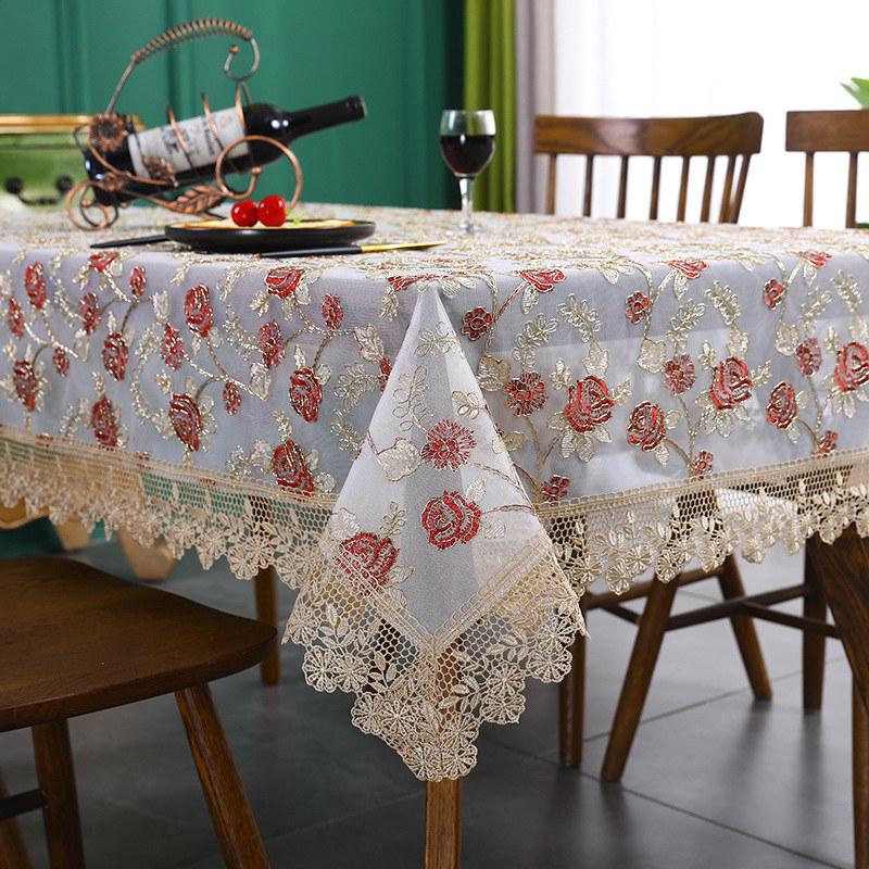 Luxury Embroidered Lace Tablecloth For Dining Coffee Table Decortation Wedding Party Table Cover Rectangular Square Round