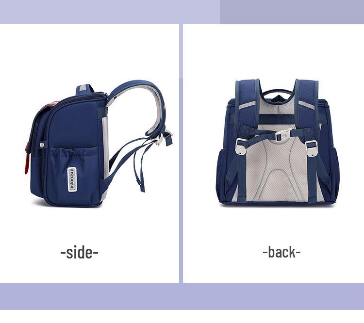 British-Style Lightweight Backpack for Elementary Students: 1-4 Grades, Spine Protection, Large Capacity
