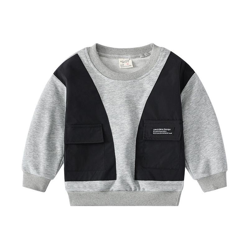 Boys fake two sweaters, medium and small children's round neck casual sweater, children's Korean version of long sleeves