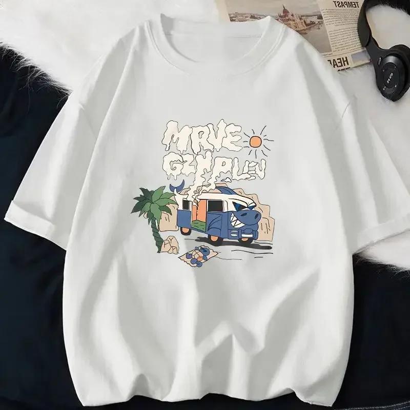 Rock Puppy Couple Clothing Rabbit Kawaii Women's T-shirt Y2k Fashion Blouse Harajuku Streetwear Cat Print Tops Women Clothing