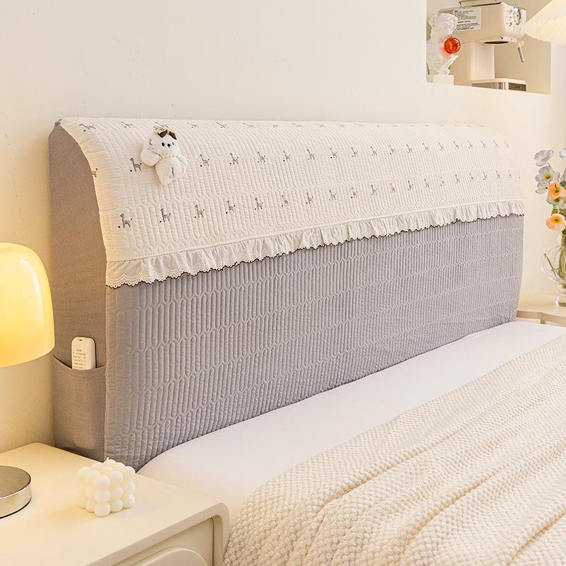 1PC INS Cream Style Full Coverage Headboard Cover Anti-cat Scratch Anti-pilling Dustproof Elastic Soft Bag for Home All Season
