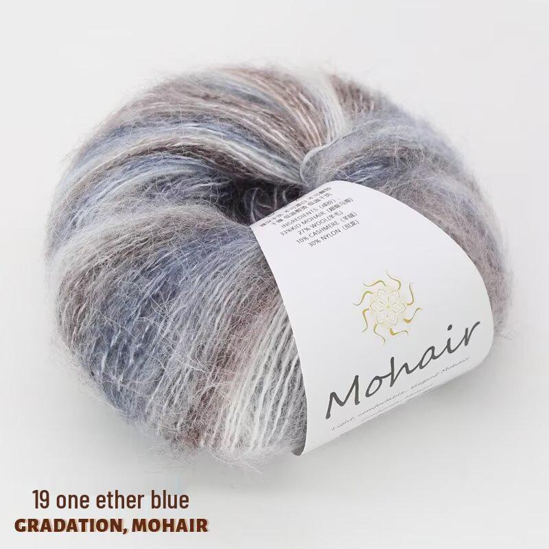Colorful Gradient Hand-Dyed Mohair Yarn Ball 25g for Sweaters, Scarves, Knitting, and Crochet Projects