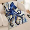 Blue Octopus Sea Creature Art Throw Blanket Ocean Design for Living Room Decor Gift for Her MarineStyle