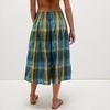 Women's Summer Boho Plaid Culotte Pants Casual Wide Leg Palazzo