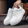 2025 New Autumn Lace-up Sports Sneakers for Men Solid Color Fashion Casual White Board Shoes Male Cow Leather Platform Shoes Man