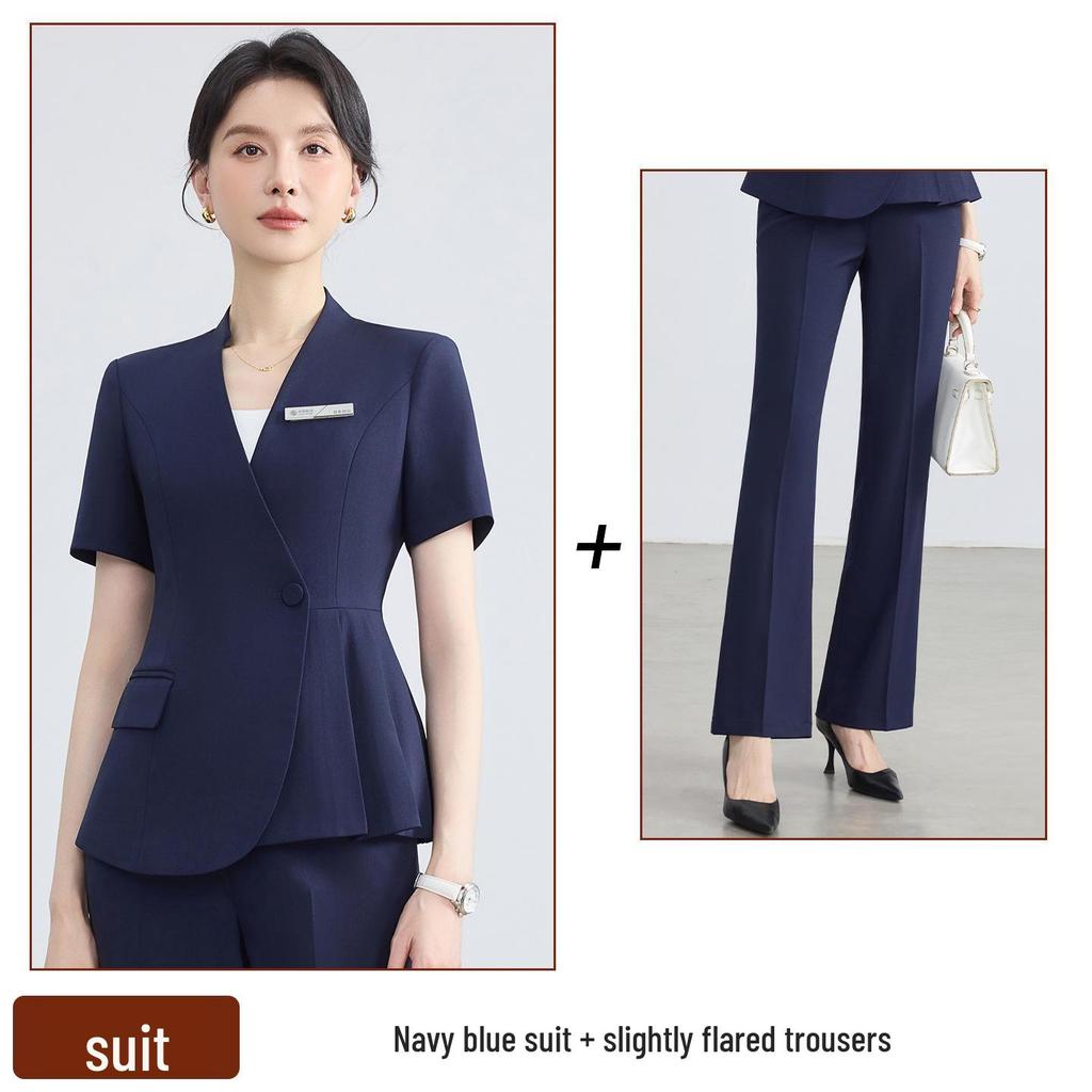 2026 Women's Summer Professional Suit: Short Sleeve Formal Fashion for Hotel Reception and Jewelry Store Workwear