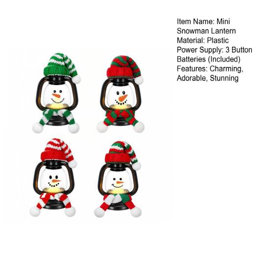 Mini Snowman Lantern with Hats And Scarves Christmas Flickering LED Candles Winter Small Snow Man Table Centerpiece for Holiday Party Favors