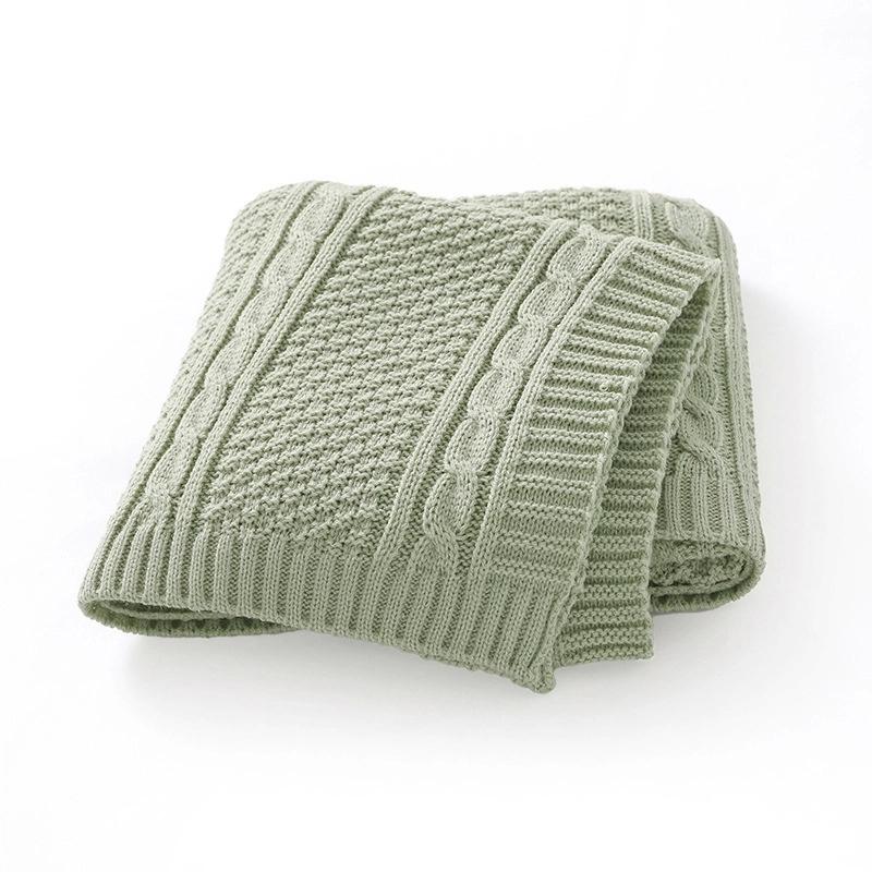 Vintage Cable Knit Christening Blanket 100 Acrylic All Season Soft Unisex Baby Blanket for Baby Solid Color Travel Home Nursery