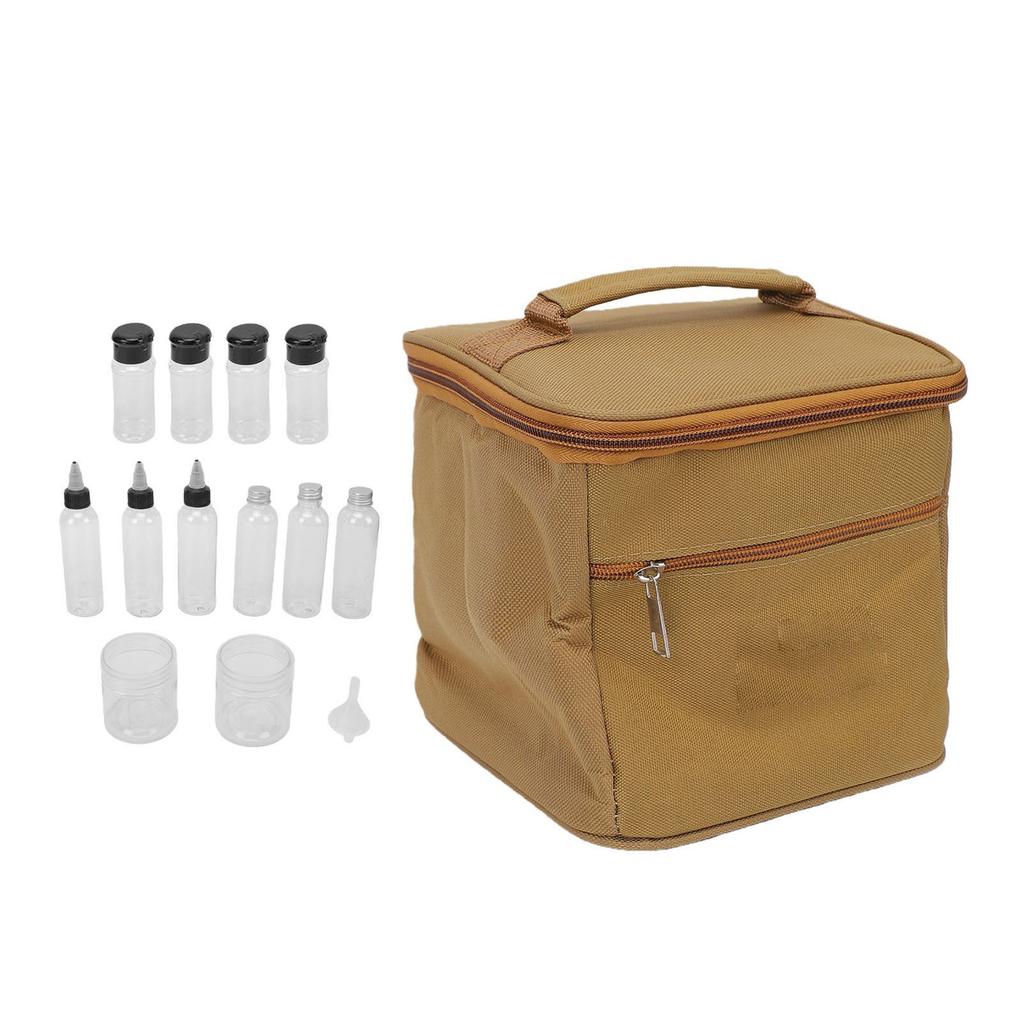 15 Pcs Portable Seasoning Bottle Set Outdoor Camping Condiment Containers with Oxford Cloth Organizer Bag for Picnic