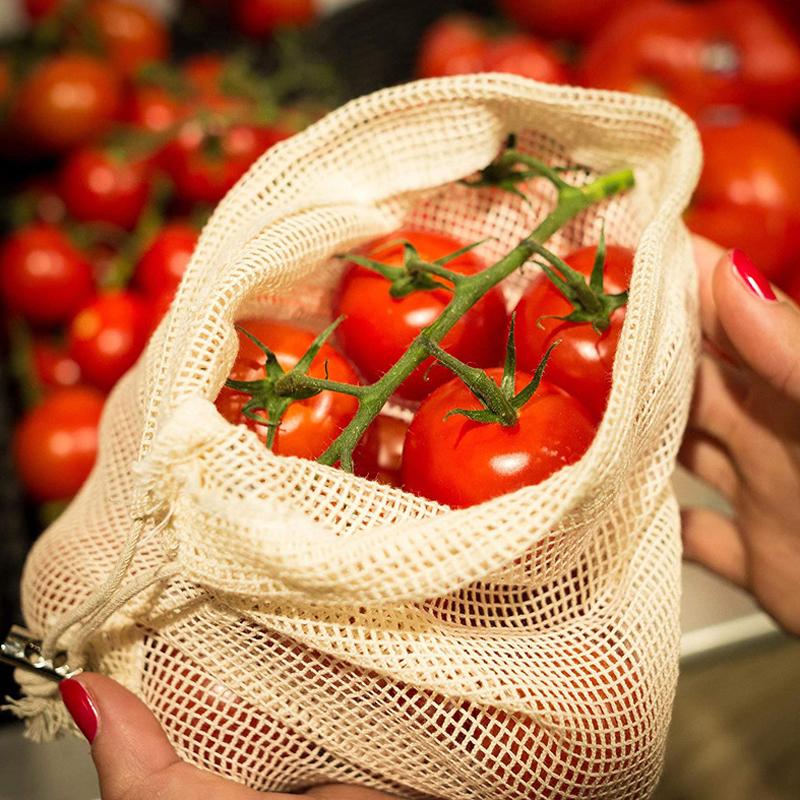 3Pcs/set Reusable Mesh Produce Bags Premium Polyester Washable Mesh Bags for Vegetables Fruits Toys