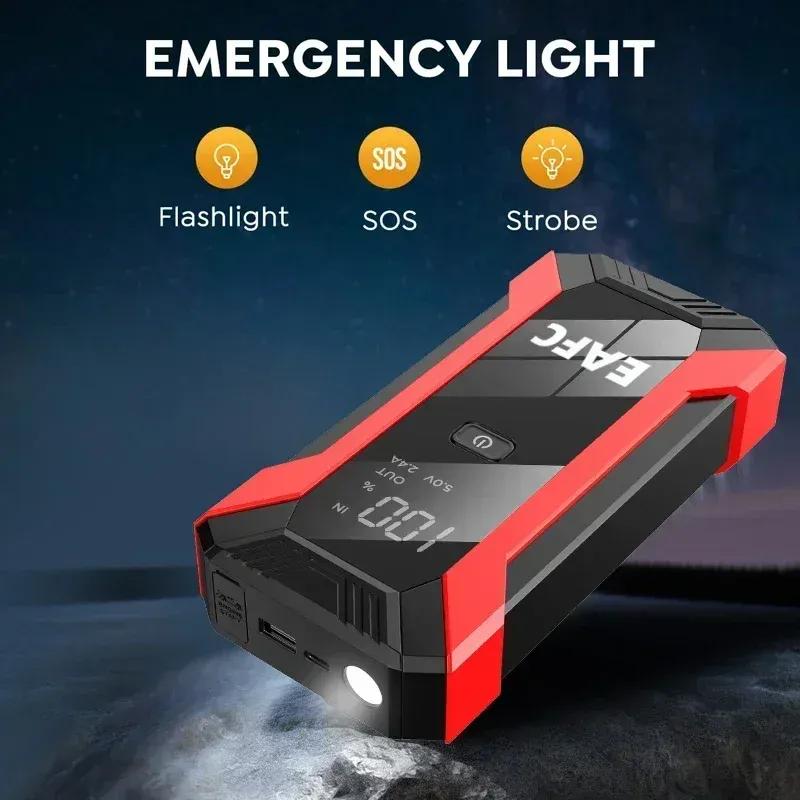 EAFC 12V Car Jump Starter PowerBank2000A /1200A Portable Car Battery Booster Charger Starting Device Emergency Start-up Lighting