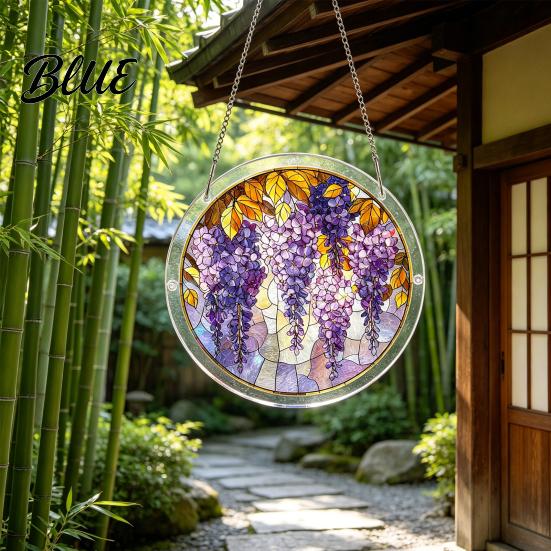 Vibrant Light Projection Decor Acrylic Puzzles Sun Catcher Stained Glass Effect Window Hanging Decor Colorful Catcher Hummingbird Flowers