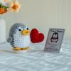 New Positive Energy Crochet Penguin Doll With Heart Home Room Decor Handmade Knitted Emotional Support Penguin Desktop Ornament