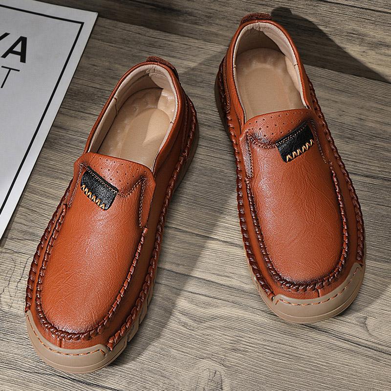 Fashion Spring Autumn New Handmade Sole Loafers Soft Sole Wear-resistant Men's Leather Casual Shoes Commuting Work Shoes for Men’s