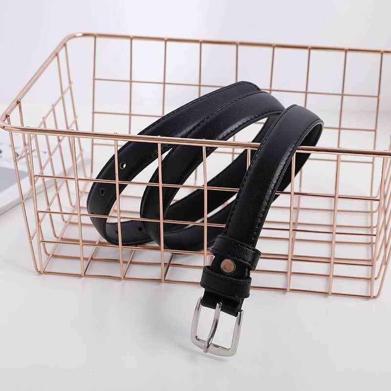 Chic Womens Korean Style Pu Buckle Belt In Black Beige Coffee For Looks Effortless