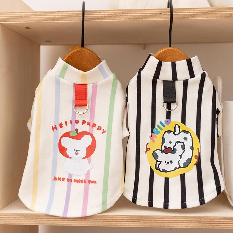 Autumn and Winter Dog Clothes Striped Shirt Thin Bottoming Shirt Medium and Small Dog Teddy Bear Cat Pet Clothes