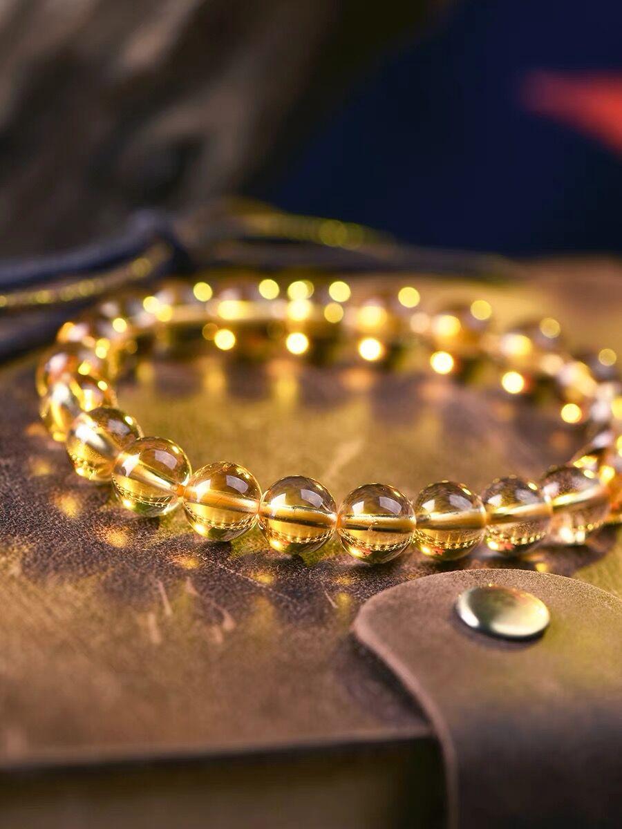 Natural Citrine Bracelet: Brazilian Golden Orange Crystal Beads for Men, Women, Couples 6mm Bead