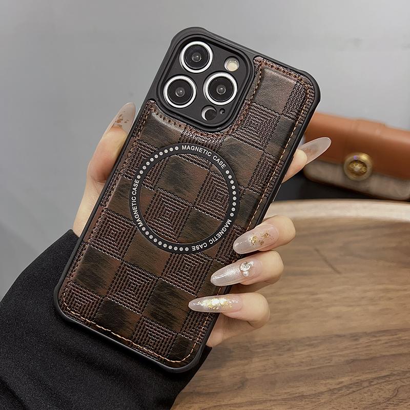 

Для Magsafe Магнитная Беспроводная Зарядка Ретро Кожаный Ударопрочный Чехол для Телефона Для iPhone 15 Pro Max 11 12 13 14 Pro Max Задняя Крышка for iphone11(6.1 ) коричневый