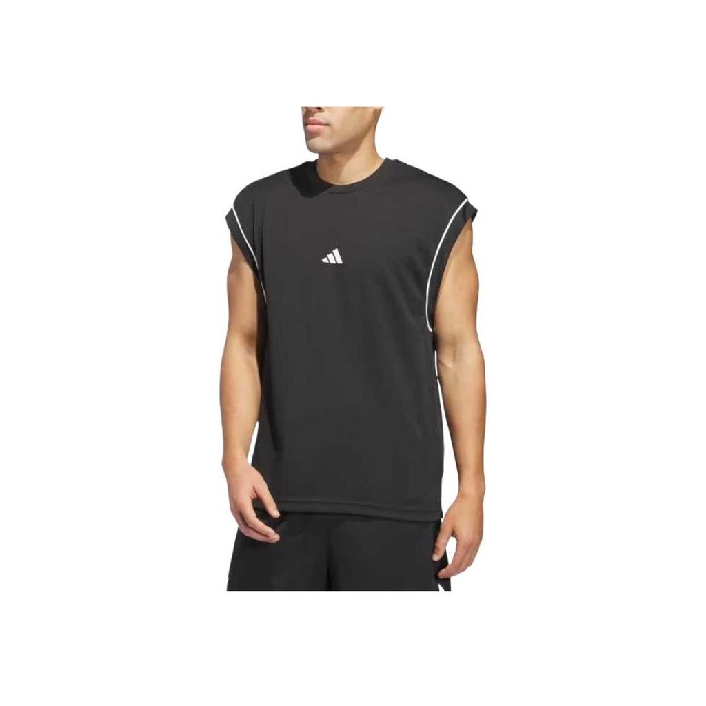 Adidas Basketball Quick-Dry Breathable Loose Round Neck Solid Color Sleeveless Vest Men Tops Black JN4722