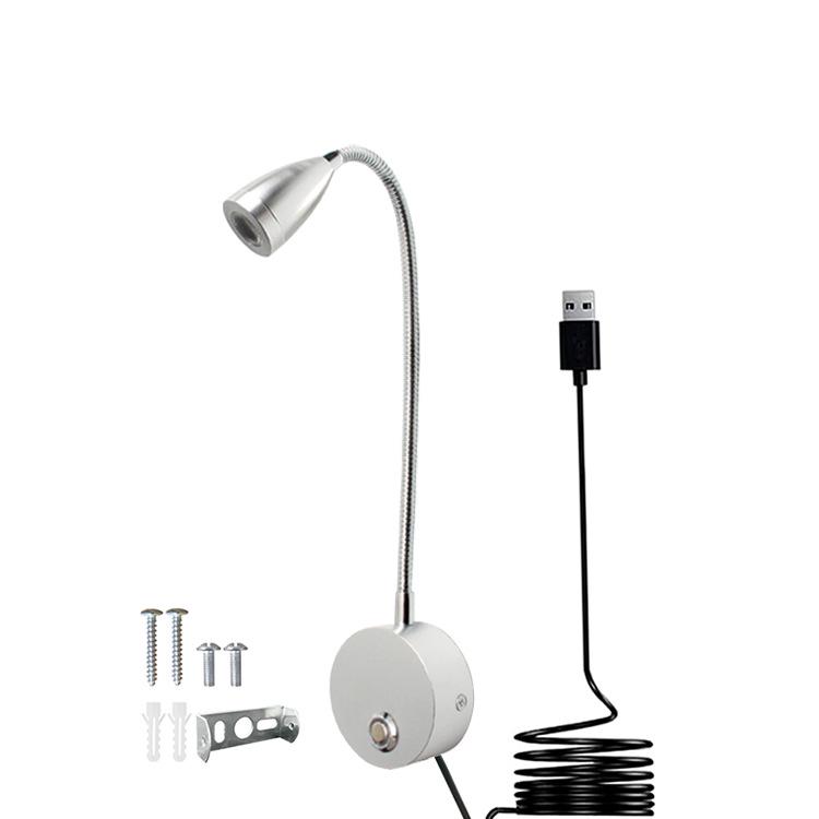 3W LED Gooseneck Wall Light with Touch Dimming for Bedside and Hotel Reading