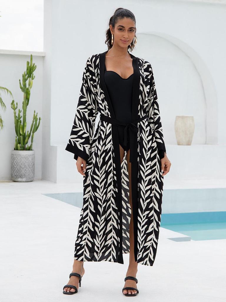 New European & American Cotton Printed Beach Cardigan: Sexy Sunscreen Jacket and Loose Holiday Swimsuit Cover-Up.