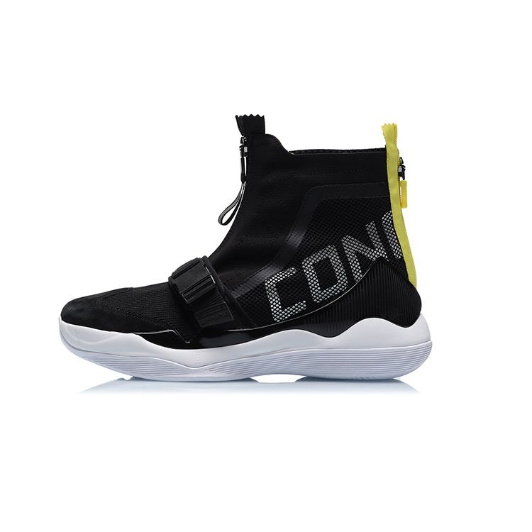 

Кроссовки для баскетбола Li Ning CF Suo Cang Yi Feng Qi Wu Cang, плетеные, с рукавами, нескользящие, легкие, высокие, в стиле ретро, мужские, цвет черный, белый AGBN083-1