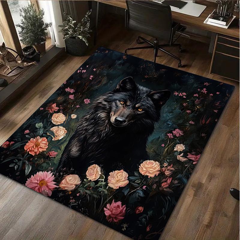 1Pc Animal Flowers Print Rug - Home Decoration Carpet For Living Room Bedroom Flooring Computer Chair Area Rug