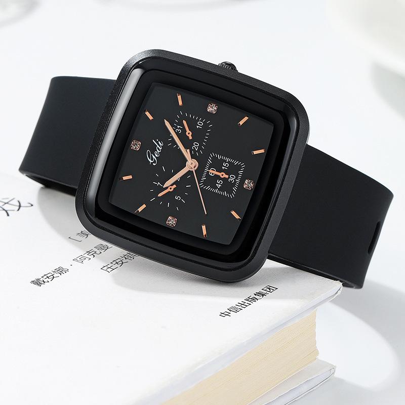 Trendy Temperament Square Simple Casual Student Watch Fashionable Silicone With Large Dial Women'S Quartz Watch