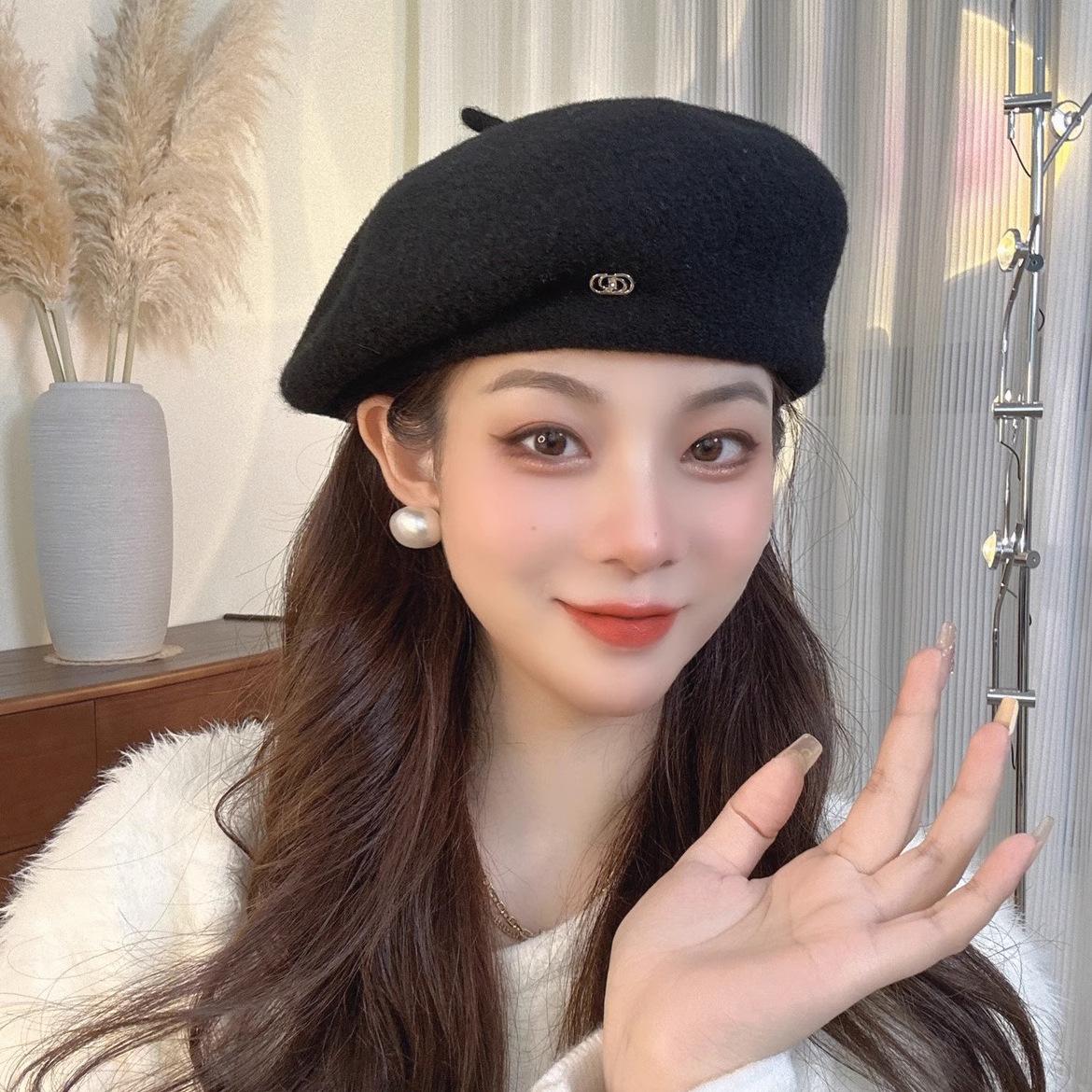 

Женский осенне-зимний шерстяной берет - Ретро шляпа художника в корейском стиле Тыква