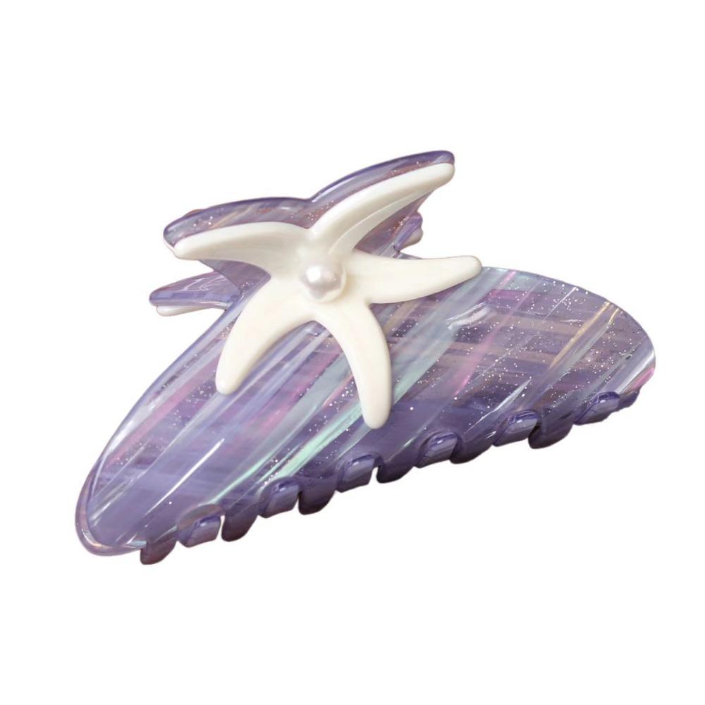 

Large Starfish Hair Grab Shark Clip Acrylic Shark Clip Personalized Pearl Hair Claw Back Head фиолетовый