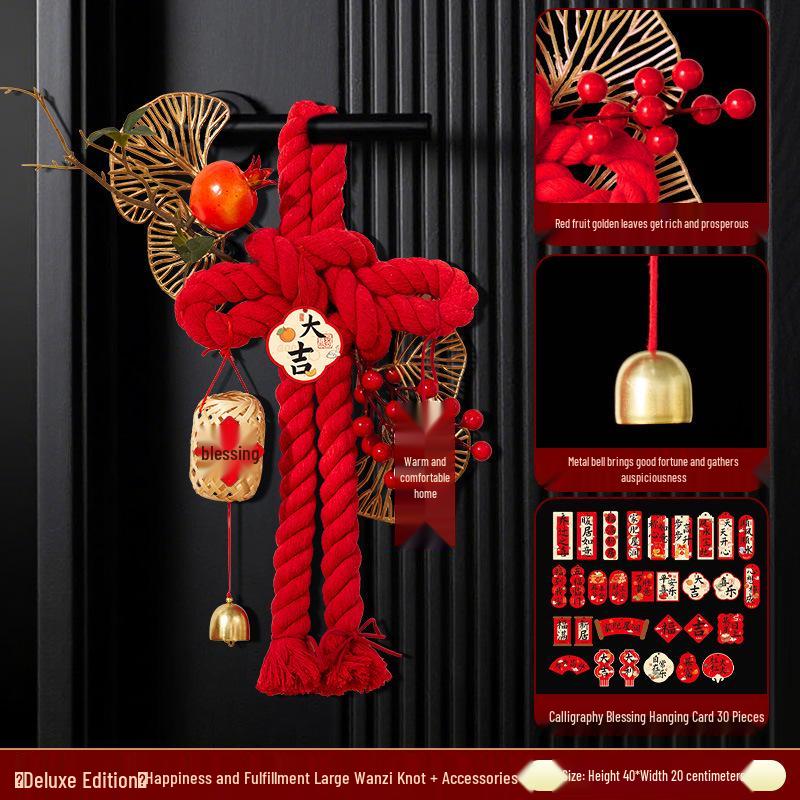Housewarming Decor: Fu Character Door Handle Pendant Knot for New Home Ceremony