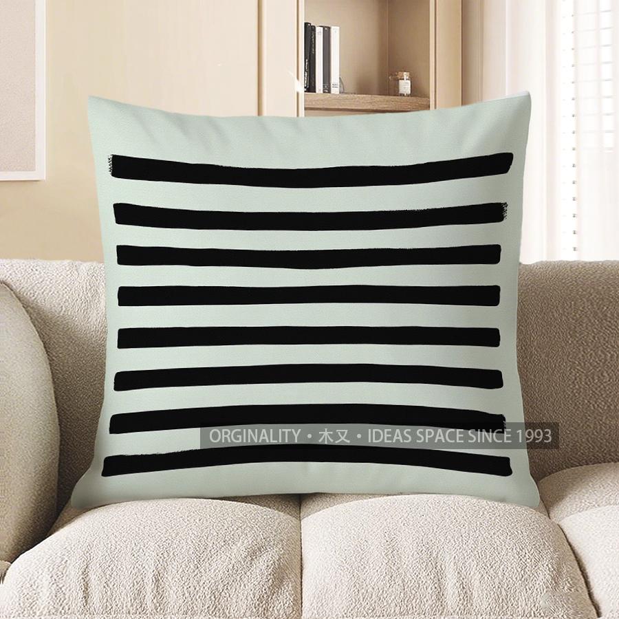 Home Decor Modern Black Stripes Geometric Pattern Pillow Cover Pattern Cushion Cover Suitable for Sofa Bedroom Car Pillow Cover