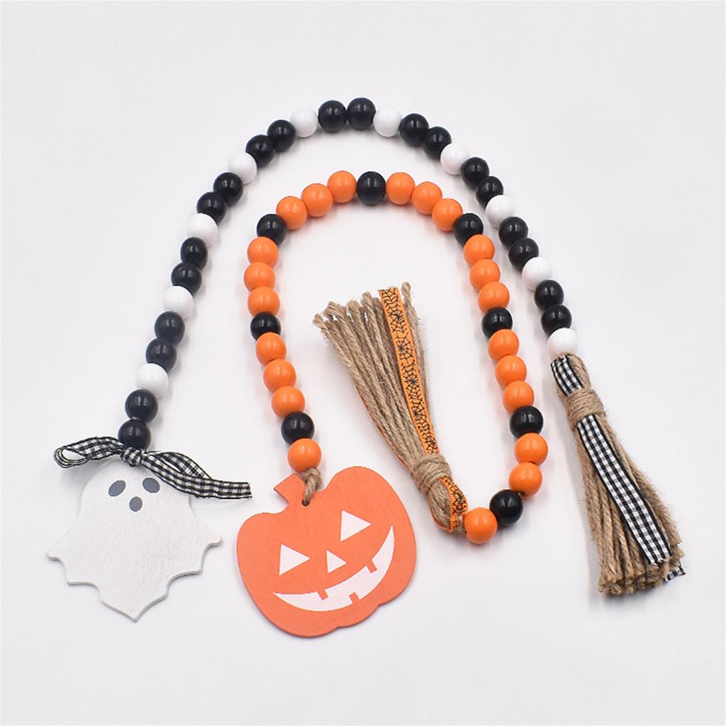 Gruselige Halloween-Perlenkette mit Hexenhut und Fledermaus-Quaste für Spukhaus-Dekoration und Party-Atmosphäre