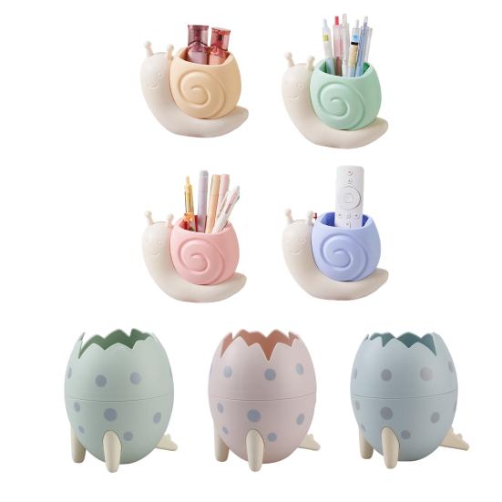 Dinosaur Egg Pen Holder Detachable Pen Holder Cute Snail-Shaped Desktop Organizer for Stationery Makeup Brushes Multifunctional Stationery Storage Box