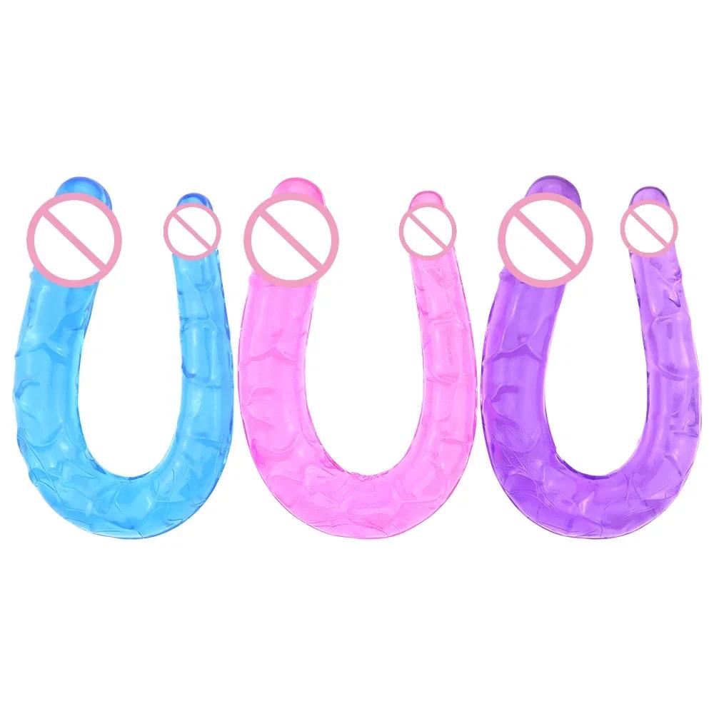 Double Head Realistic Dildo Long Anal Play for Women Men Couple Ended Dildo Flexible Big Penis Adult Sex Toy for Lesbian