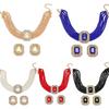 Luxuriöses mehrlagiges Kristallglas geometrisches Rechteck Choker Halskette und Ohrring Set