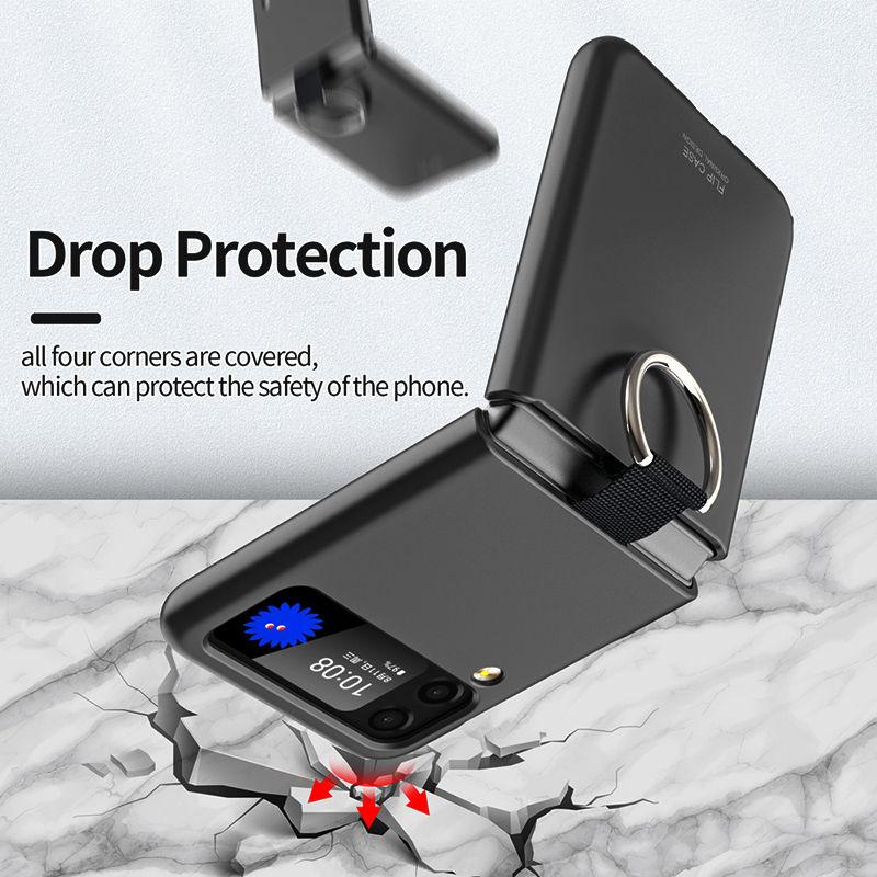 Fashion Skin -Friendly Phone Case For Samsung Galaxy Z Flip 4 Anti -Drop Ultra Thin With Ring Lens And Screen Protection Case