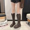 2025 autumn and winter retro fashion thick-soled long fashion boots rear zipper large tube circumference women's long boots casual high boots