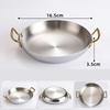 Stainless Steel Spanish Paella Pan Big Double Handle Round Flat Bottom Pan Western Restaurant Fried Chicken Pasta Plate Cookware